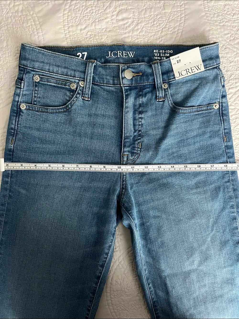NWT J.Crew '03 Slim Mid-Rise Super-Stretch Jeans Sz 27 Remi Kara Wash